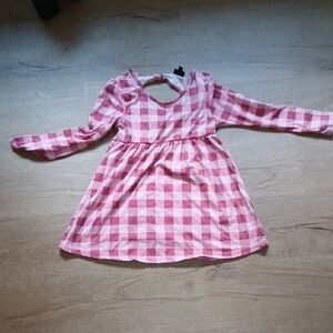 Charming Pink Plaid Kids Dress